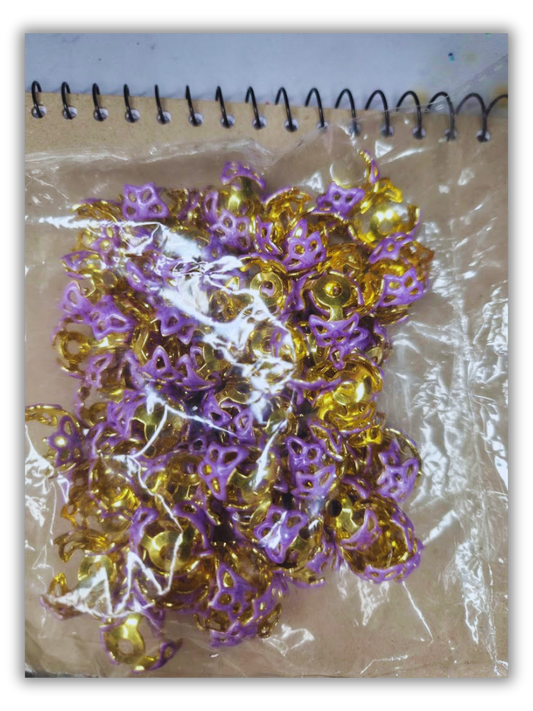Purple and gold butterfly bead caps approx. 100pcs