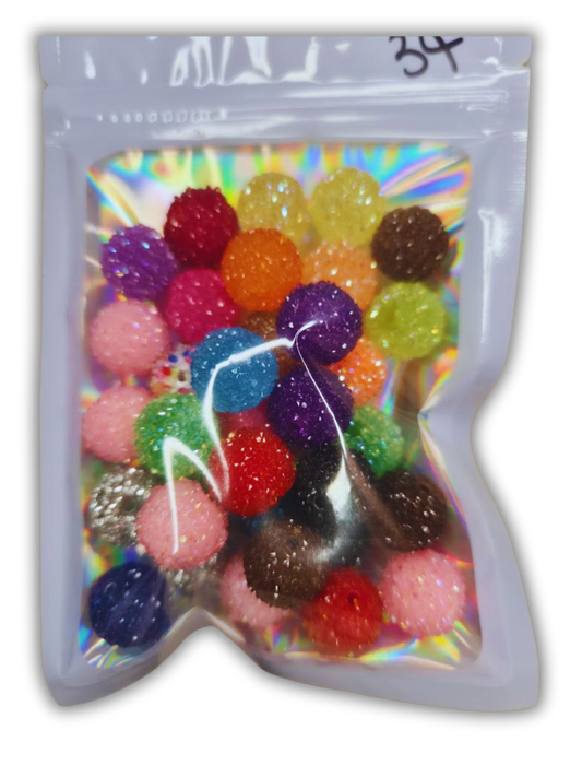 sugar beads mixed bag 12mm 34pcs