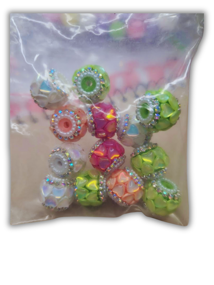 heart beads mixed bag 12mm 13pcs