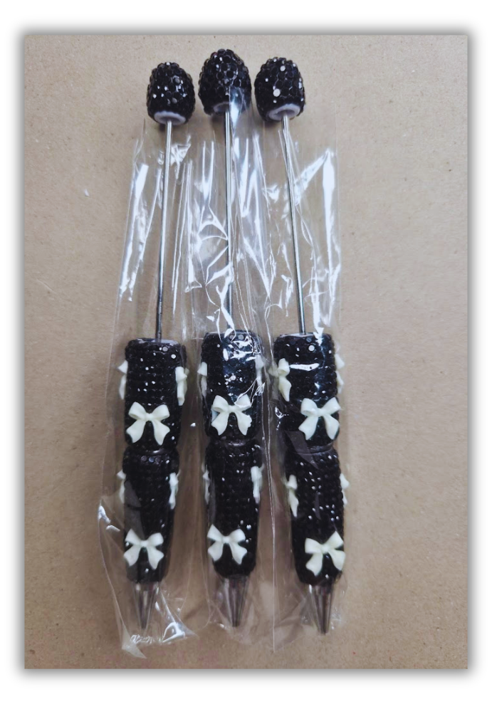 Black with white bows 3 pens
