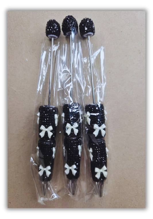 Black with white bows 3 pens