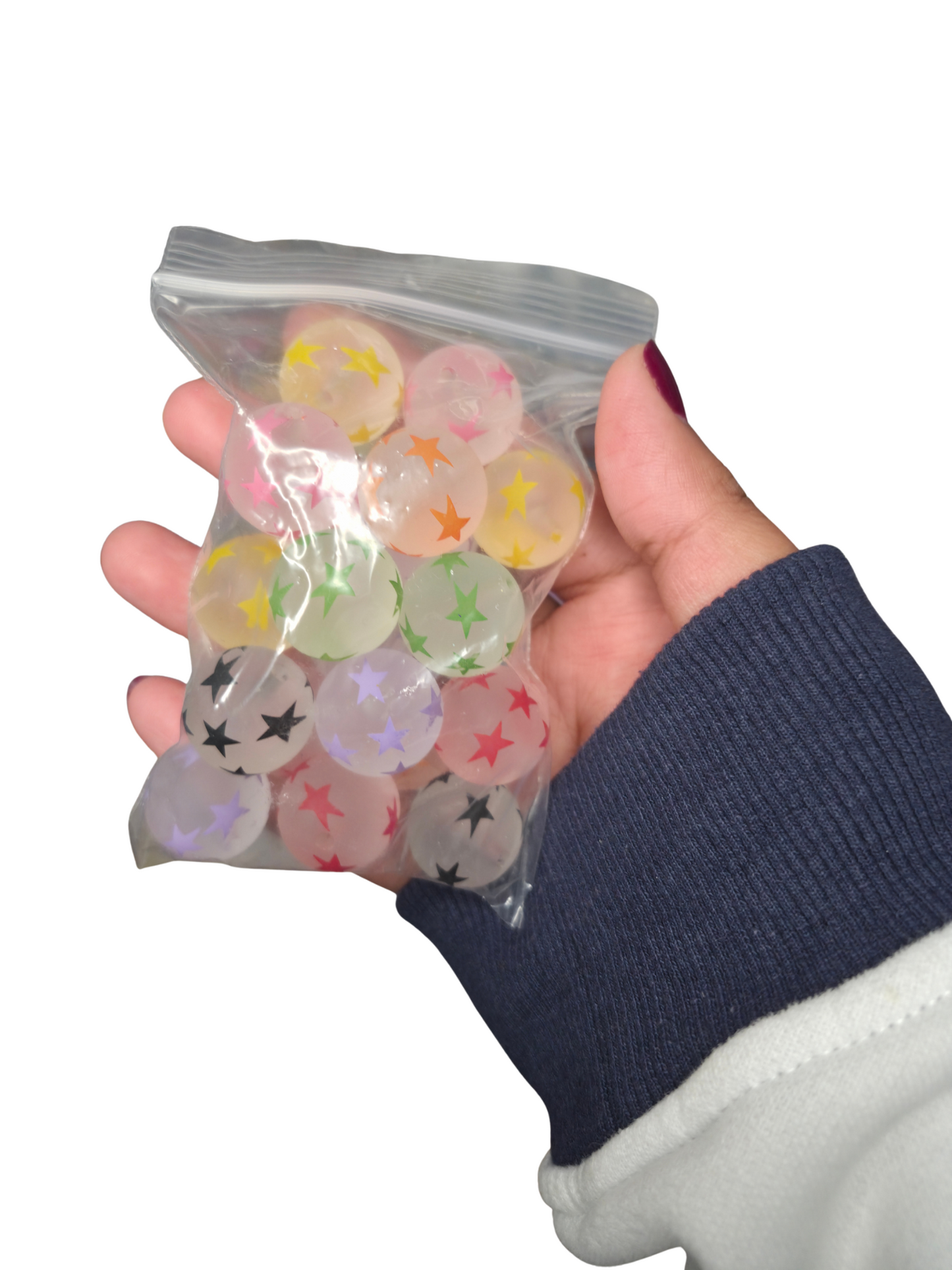 16mm star printed beads mixed bag